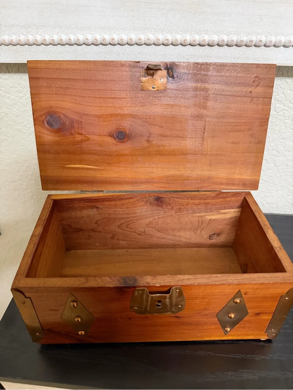 1925 Sturdi Mini Cedar Chest, Jewelry Box, Trinket Box with Brass Accents
